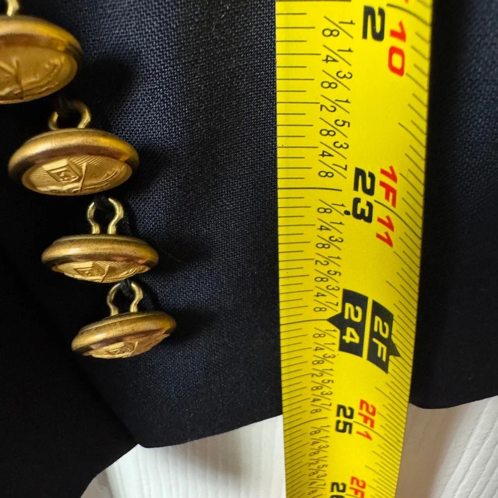 Faconnable Blazer Men 48 Navy Blue Wool Gold Crest Buttons Italy Tailleur